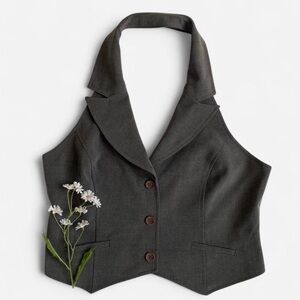 Y2K gray halter vest top